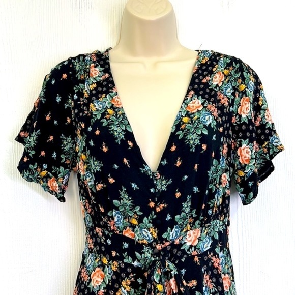 O’Neill - Nicole Floral Colorful Short Sleeve Button Down Midi Dress Size Small - Picture 3 of 12